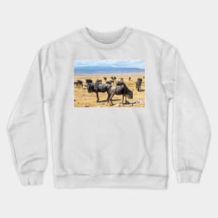 Wildebeest herd at Ngorongoro Crater in Tanzania Crewneck Sweatshirt